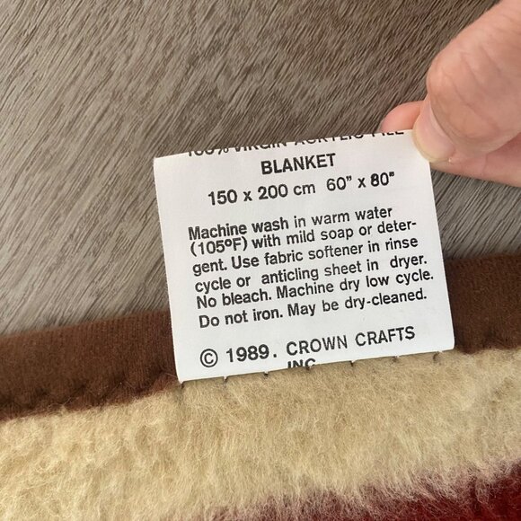 Vintage {77 x 58.5 inches} Vuteks Vokovar Crown Crafts Blanket Acrylic 1989 - Picture 7 of 12